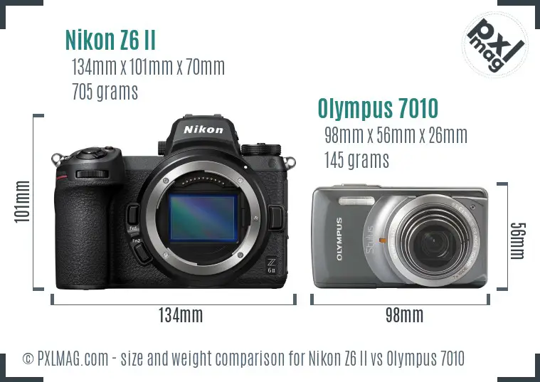 Nikon Z6 II vs Olympus 7010 size comparison