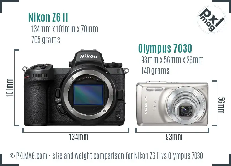 Nikon Z6 II vs Olympus 7030 size comparison