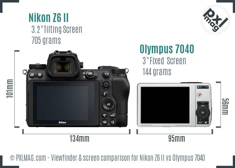 Nikon Z6 II vs Olympus 7040 Screen and Viewfinder comparison