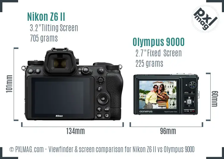 Nikon Z6 II vs Olympus 9000 Screen and Viewfinder comparison