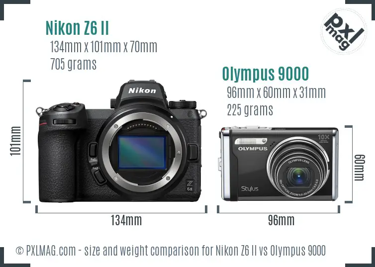 Nikon Z6 II vs Olympus 9000 size comparison