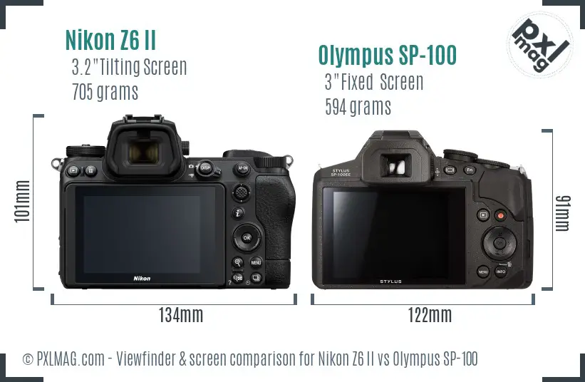 Nikon Z6 II vs Olympus SP-100 Screen and Viewfinder comparison