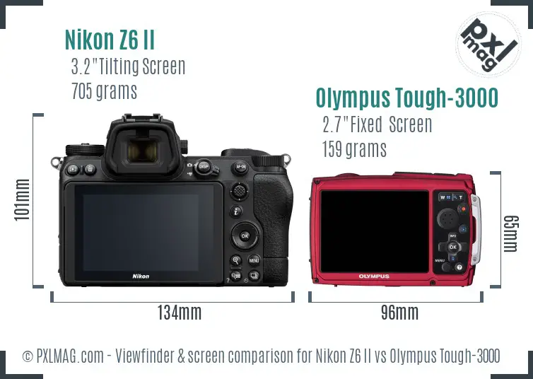 Nikon Z6 II vs Olympus Tough-3000 Screen and Viewfinder comparison