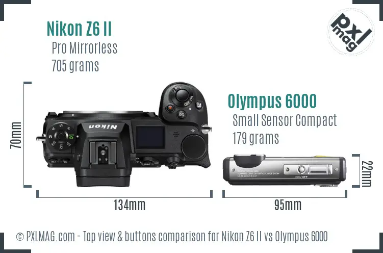 Nikon Z6 II vs Olympus 6000 top view buttons comparison