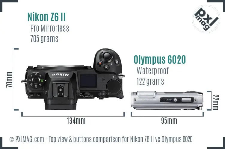 Nikon Z6 II vs Olympus 6020 top view buttons comparison