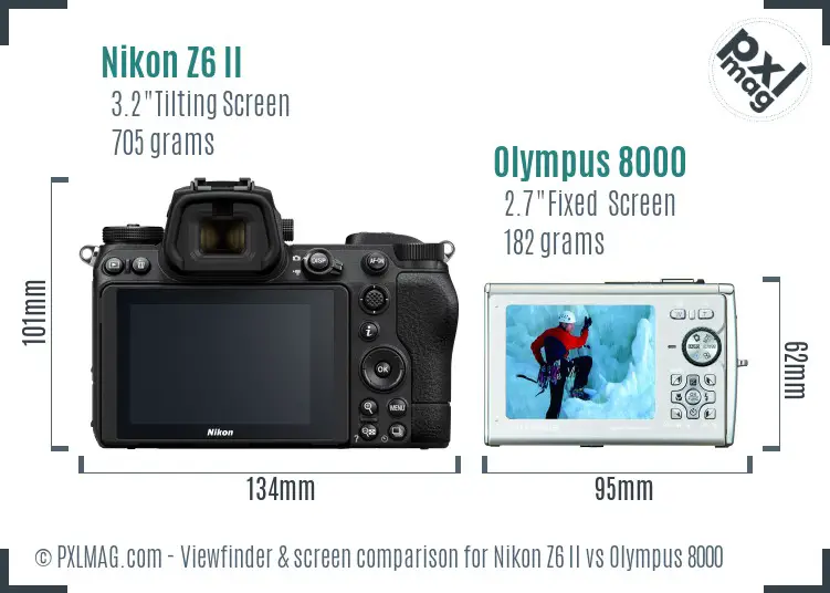 Nikon Z6 II vs Olympus 8000 Screen and Viewfinder comparison