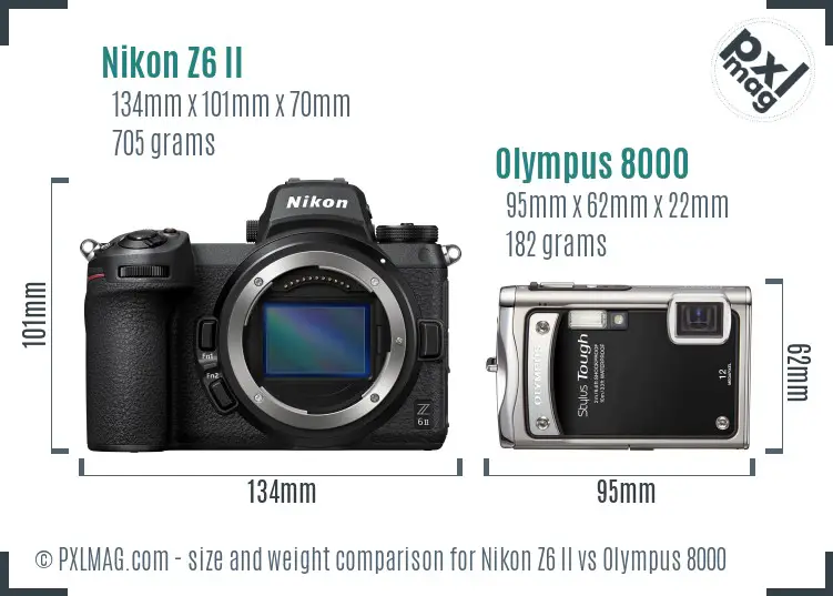 Nikon Z6 II vs Olympus 8000 size comparison