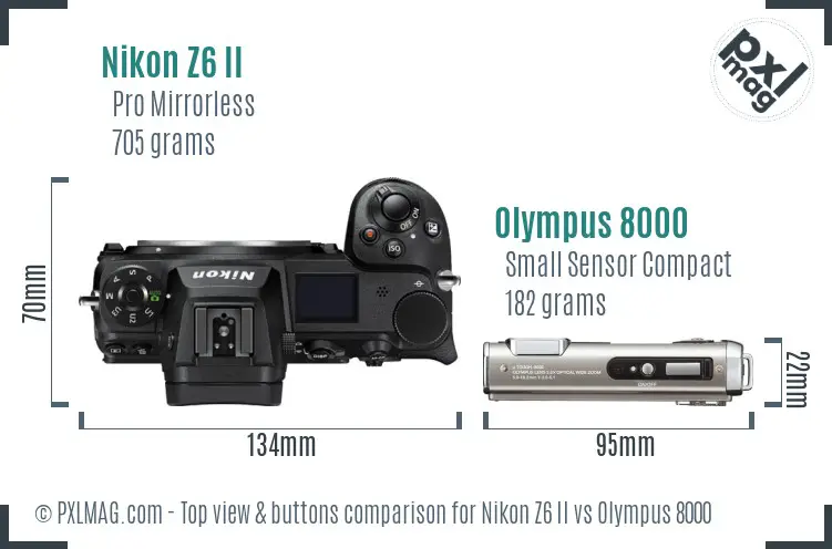 Nikon Z6 II vs Olympus 8000 top view buttons comparison