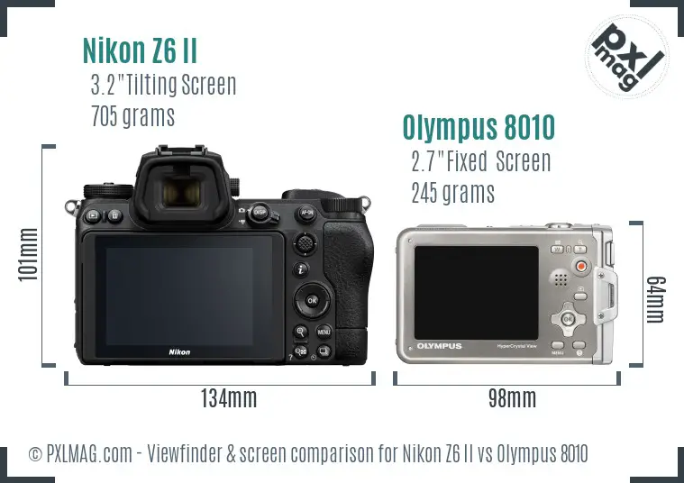 Nikon Z6 II vs Olympus 8010 Screen and Viewfinder comparison