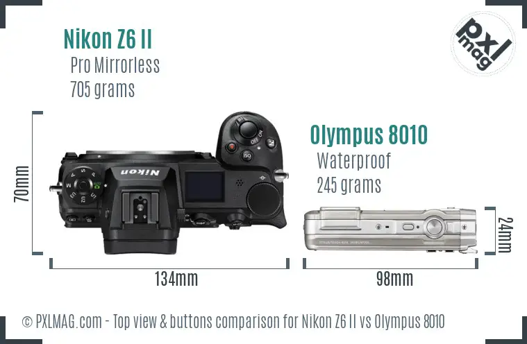 Nikon Z6 II vs Olympus 8010 top view buttons comparison
