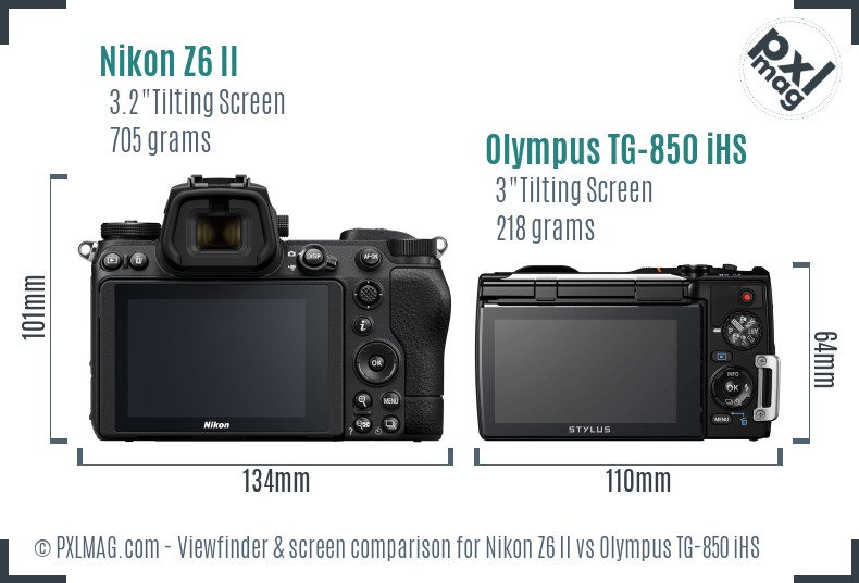 Nikon Z6 II vs Olympus TG-850 iHS Screen and Viewfinder comparison