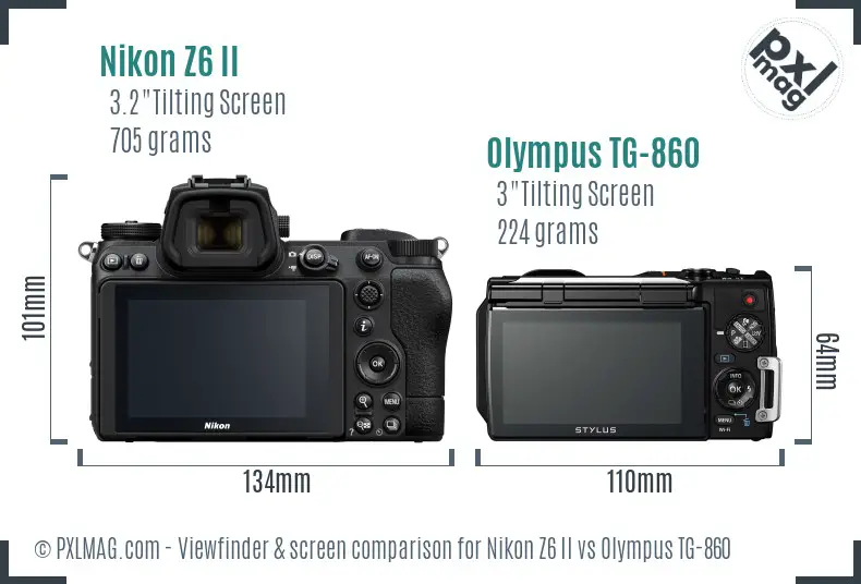 Nikon Z6 II vs Olympus TG-860 Screen and Viewfinder comparison