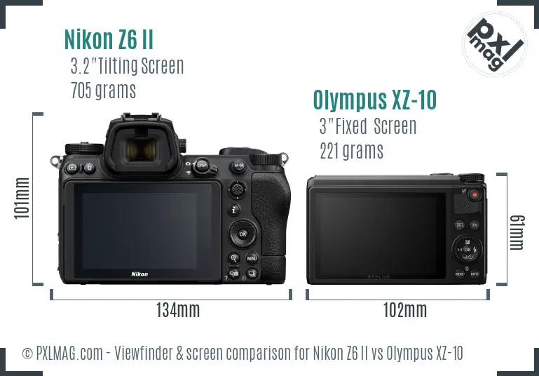 Nikon Z6 II vs Olympus XZ-10 Screen and Viewfinder comparison