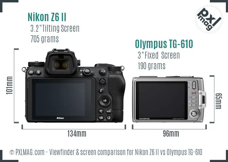 Nikon Z6 II vs Olympus TG-610 Screen and Viewfinder comparison