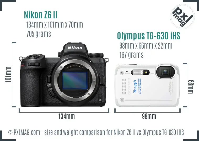 Nikon Z6 II vs Olympus TG-630 iHS size comparison