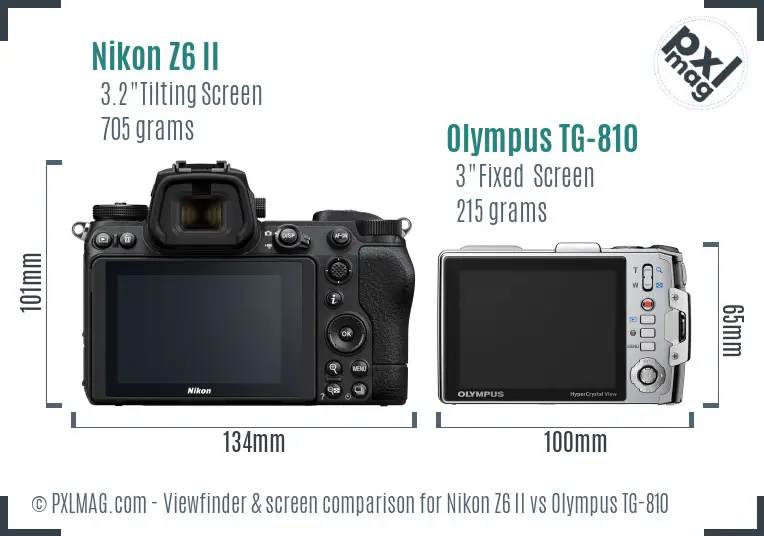 Nikon Z6 II vs Olympus TG-810 Screen and Viewfinder comparison