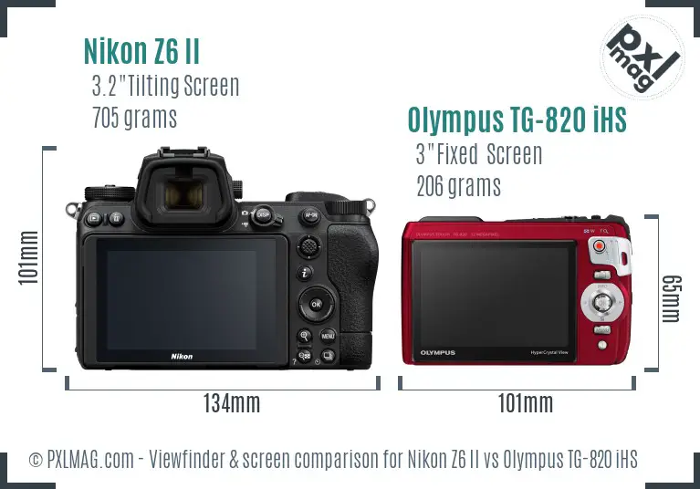 Nikon Z6 II vs Olympus TG-820 iHS Screen and Viewfinder comparison
