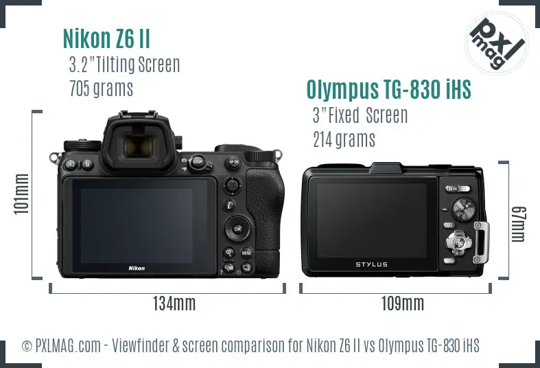Nikon Z6 II vs Olympus TG-830 iHS Screen and Viewfinder comparison