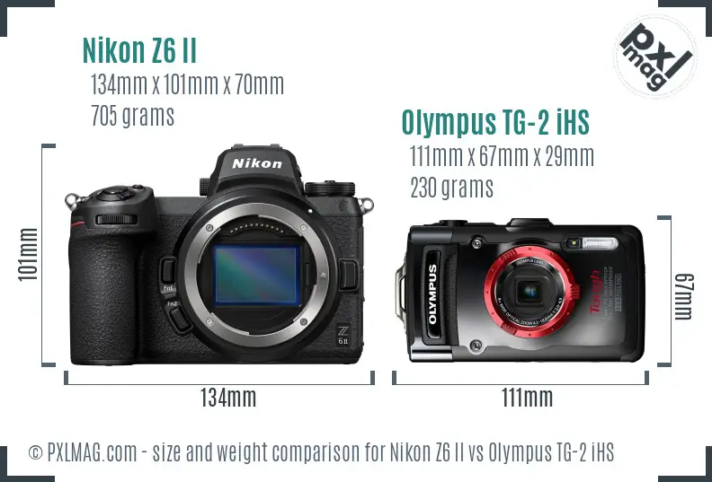 Nikon Z6 II vs Olympus TG-2 iHS size comparison