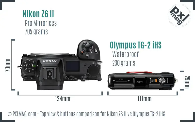 Nikon Z6 II vs Olympus TG-2 iHS top view buttons comparison