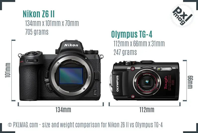 Nikon Z6 II vs Olympus TG-4 size comparison