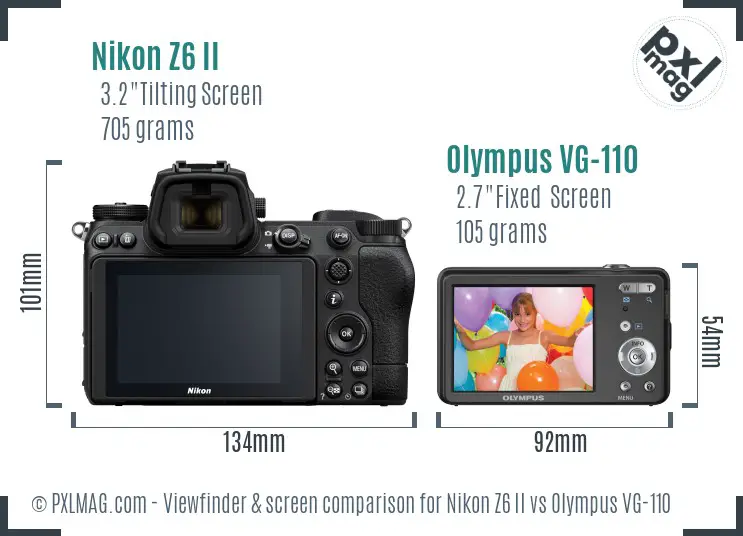 Nikon Z6 II vs Olympus VG-110 Screen and Viewfinder comparison