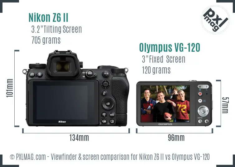 Nikon Z6 II vs Olympus VG-120 Screen and Viewfinder comparison