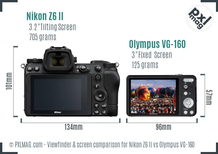 Nikon Z6 II vs Olympus VG-160 Screen and Viewfinder comparison