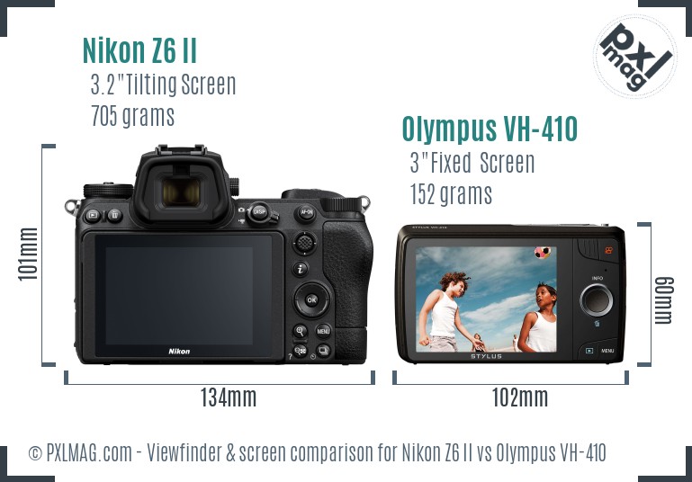 Nikon Z6 II vs Olympus VH-410 Screen and Viewfinder comparison