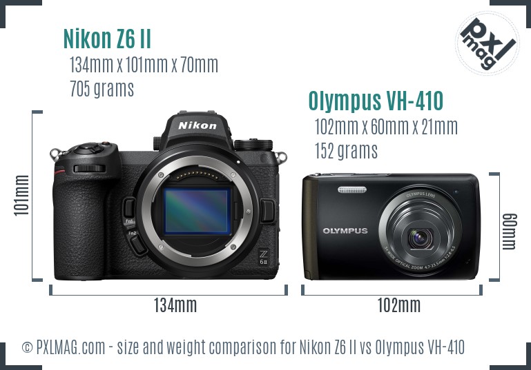 Nikon Z6 II vs Olympus VH-410 size comparison