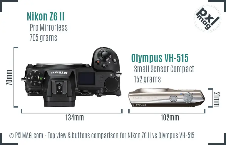 Nikon Z6 II vs Olympus VH-515 top view buttons comparison