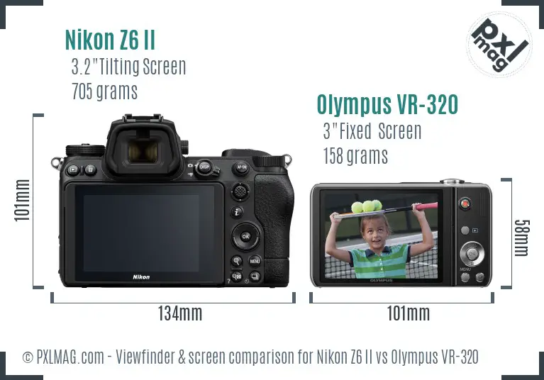 Nikon Z6 II vs Olympus VR-320 Screen and Viewfinder comparison