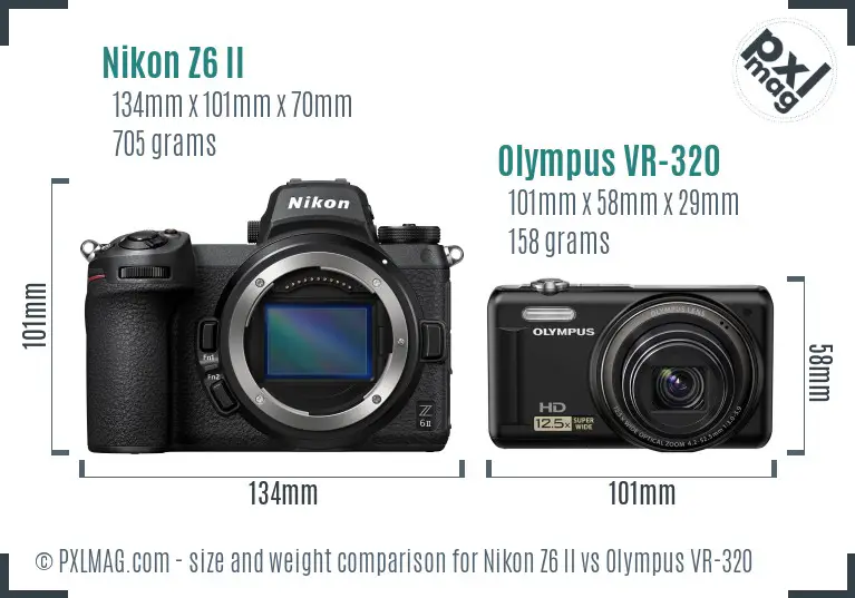 Nikon Z6 II vs Olympus VR-320 size comparison