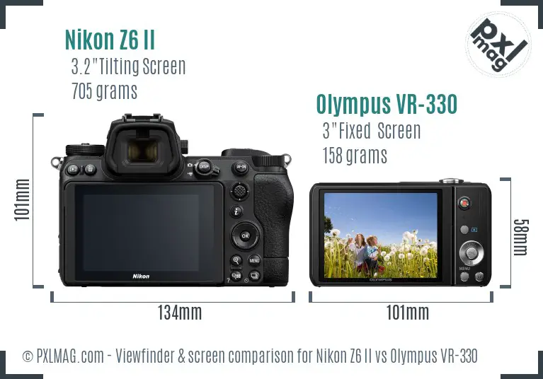 Nikon Z6 II vs Olympus VR-330 Screen and Viewfinder comparison