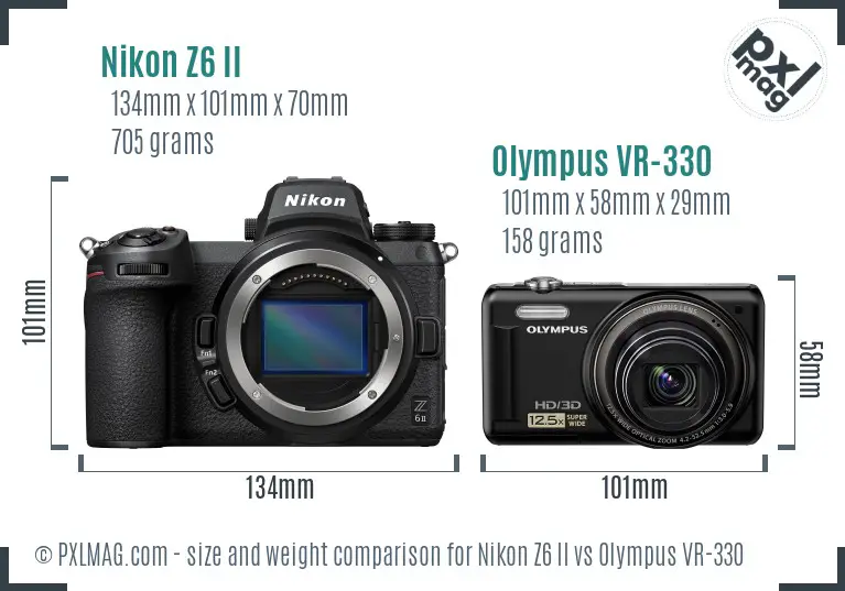 Nikon Z6 II vs Olympus VR-330 size comparison