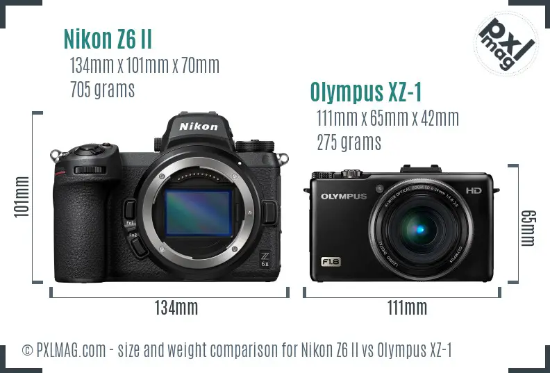 Nikon Z6 II vs Olympus XZ-1 size comparison