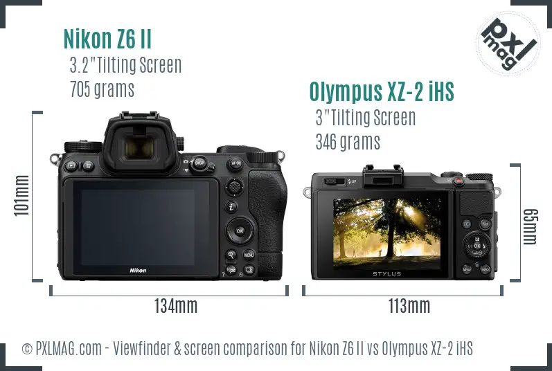 Nikon Z6 II vs Olympus XZ-2 iHS Screen and Viewfinder comparison
