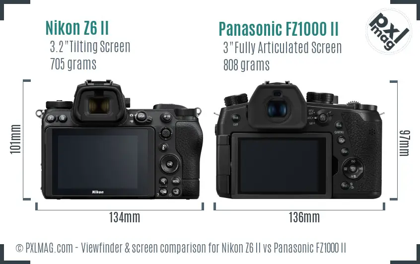 Nikon Z6 II vs Panasonic FZ1000 II Screen and Viewfinder comparison
