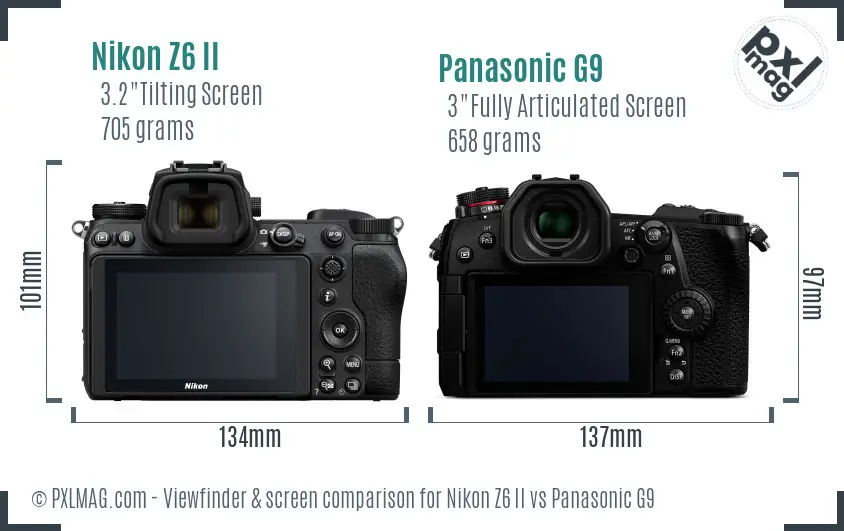 Nikon Z6 II vs Panasonic G9 Screen and Viewfinder comparison