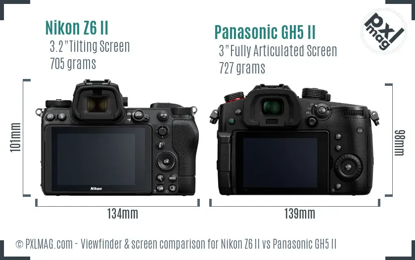 Nikon Z6 II vs Panasonic GH5 II Screen and Viewfinder comparison