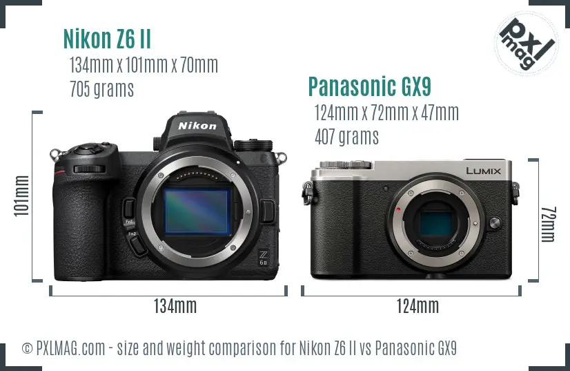 Nikon Z6 II vs Panasonic GX9 size comparison