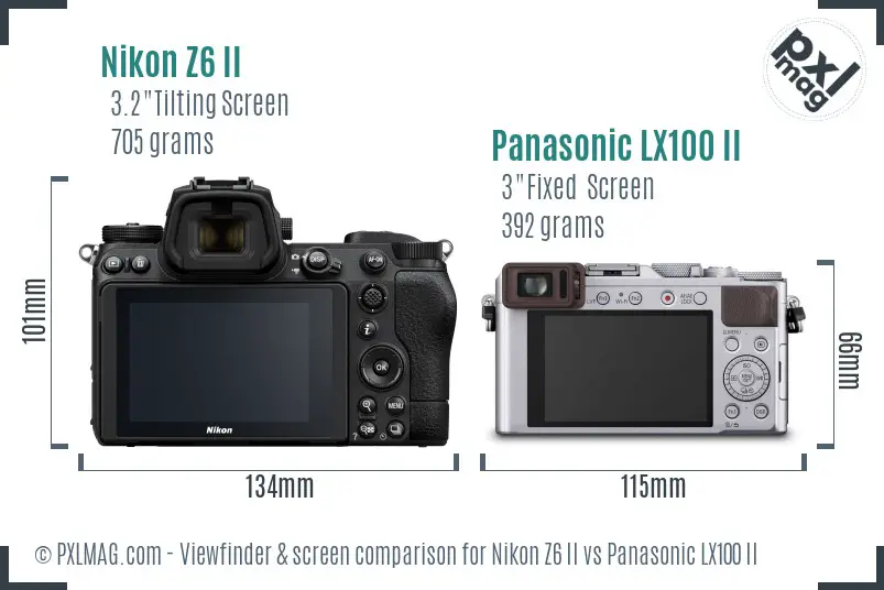 Nikon Z6 II vs Panasonic LX100 II Screen and Viewfinder comparison