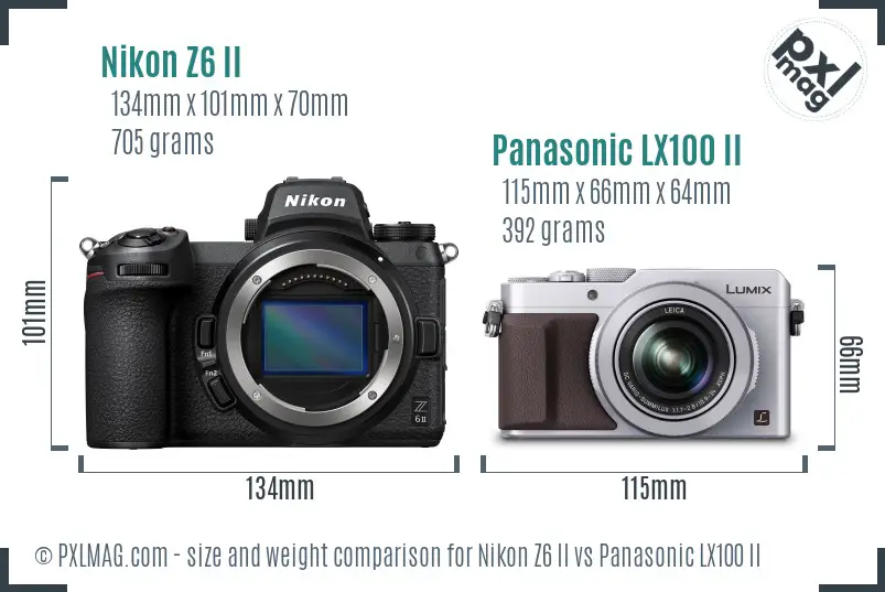Nikon Z6 II vs Panasonic LX100 II size comparison