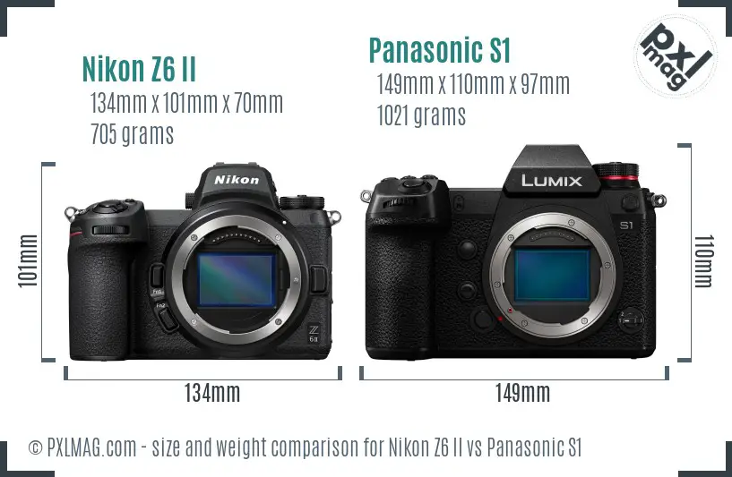Nikon Z6 II vs Panasonic S1 size comparison