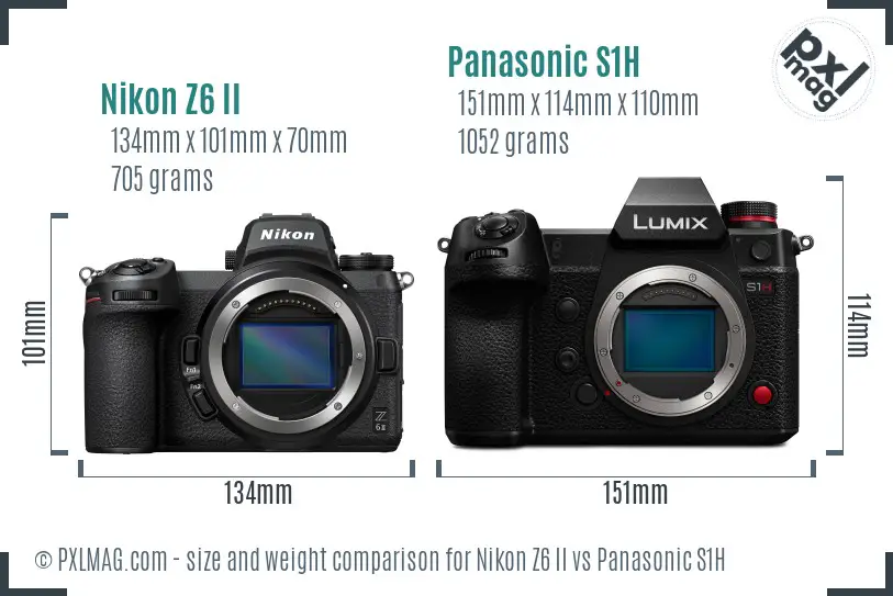 Nikon Z6 II vs Panasonic S1H size comparison