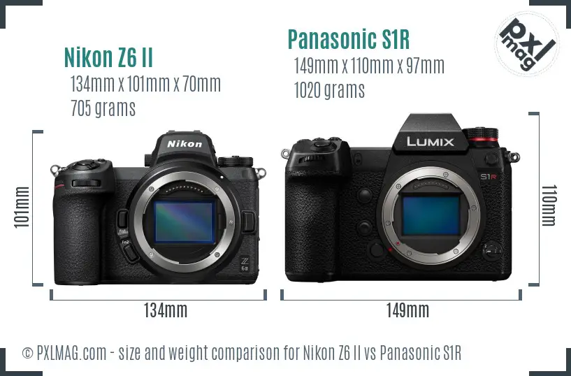 Nikon Z6 II vs Panasonic S1R size comparison