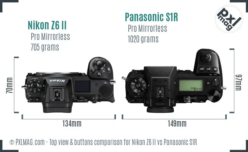 Nikon Z6 II vs Panasonic S1R top view buttons comparison