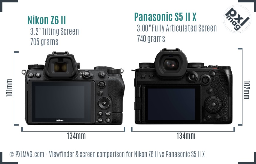 Nikon Z6 II vs Panasonic S5 II X Screen and Viewfinder comparison