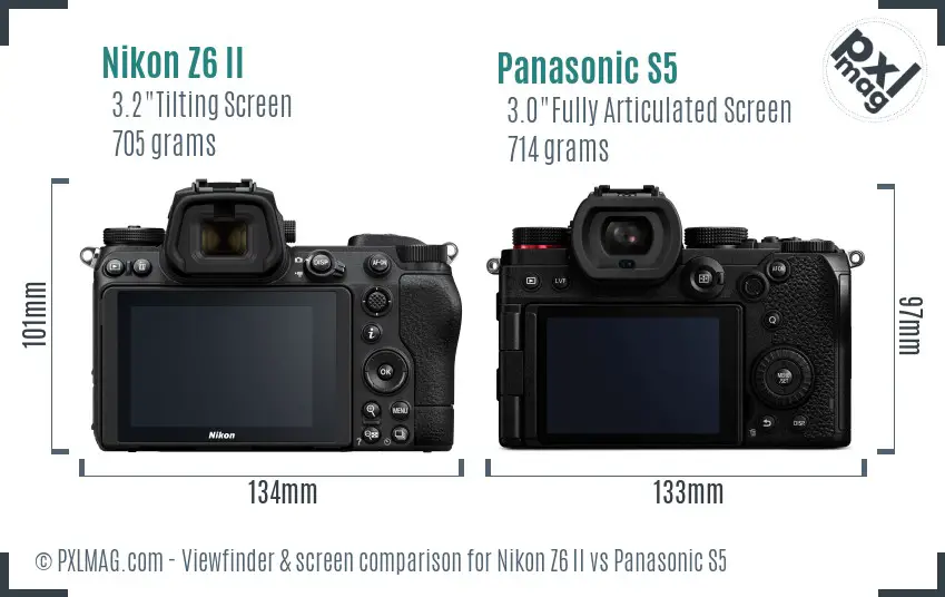 Nikon Z6 II vs Panasonic S5 Screen and Viewfinder comparison