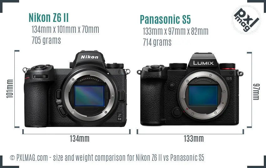Nikon Z6 II vs Panasonic S5 size comparison